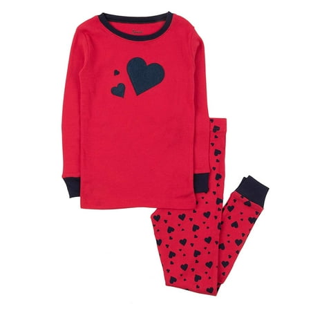 - Leveret Kids Pajamas Boys Girls 2 Piece pjs Set 100% Cotton (Navy Hearts, Size 4 Toddler)