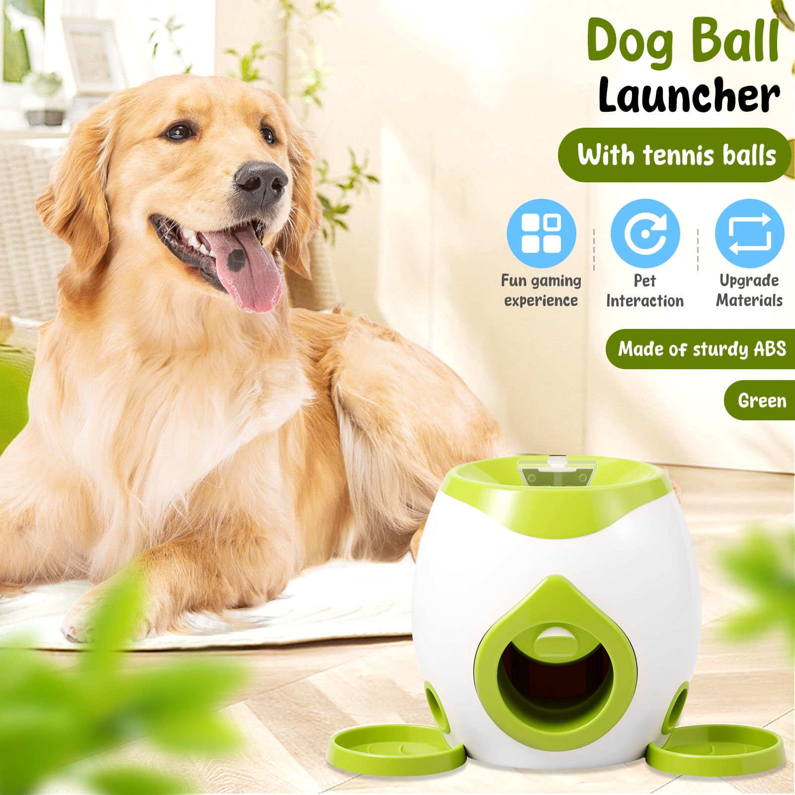 Dog Ball Launcher Interactive Puppy Ball Thrower Machine with Automatic Treat Dispenser Fun Dog Training Toys for Indoor Outdoor
