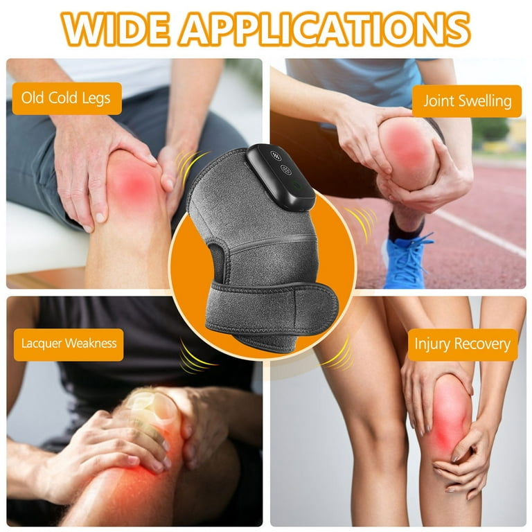 GINEKOO Heated Knee Massager, Cordless Heating Vibration Massaging Knee  Brace Wrap with 5000mAh Rechargeable Battery for Knee Pain Arthritis Joint