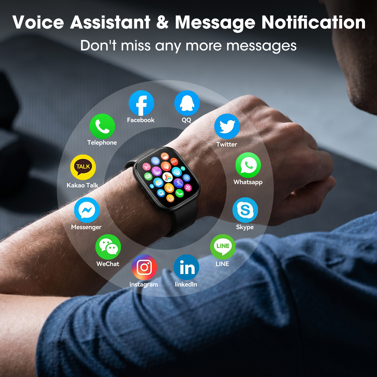LBSAU 1.83" HD Smart Watch with Bluetooth Calling, Black photo 8