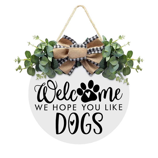 Inteprter Cartel de bienvenida para puerta, colgador de pared, casa de campo, cafetería, restaurante, sala de estar, puerta colgante rústica, Kits de decoración para fiestas Blanco Inteprter HA065406-02
