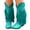 Sky Blue, variant on Women's Fringe Western Boots Mid Wide Calf Cowgirl Cowboy Tassels Riding Knee High Boots(Blue,7)
