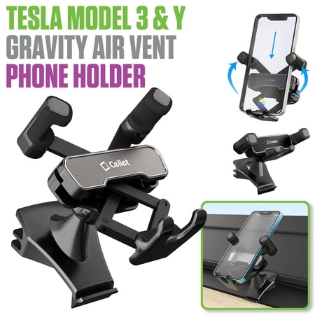 Cellet Tesla Model 3 & Y Gravity Air Vent Phone Holder Mount, Auto-Locking Car Cradle for iPhone & Android Smartphones
