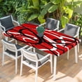 thumbnail image 2 of Red Geometric Table Cloths for 5 Foot Rectangle Tables, Modern Abstract Black White Striped Lines Patio Waterproof Elastic Fitted Tablecloths, Washable Rectangular Table Cover for Camping, 2 of 8