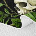thumbnail image 5 of Homewish Dark Gothic Halloween Raven Skull Quilt King,Green Leaf Pattern King Coverlet Set,Deep Green Black,3 Pieces, 5 of 7