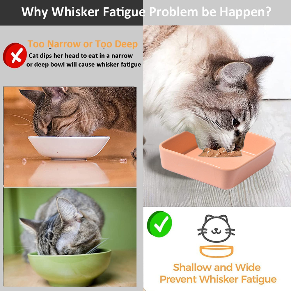 Square Cat Food Bowl,Ceramic Bowl,Pet Feeding Bowls for Food and Water,Suitable for Cats and Dogs