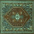 thumbnail image 1 of Ahgly Company Machine Washable Indoor Square Persian Turquoise Blue Traditional Area Rugs, 5' Square, 1 of 4