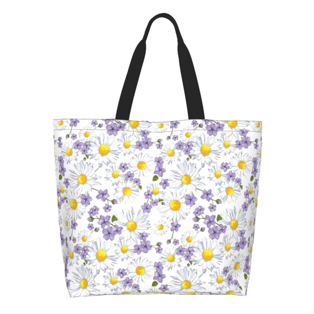Disketp Daisies Flowers Bolsa Tote Estampada para Mujer, Bolso de Hombro y de Mano para Compras y Viajes