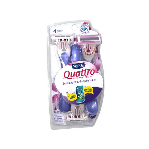 Schick Quattro Disposable Razor for Women Sensitive Skin, 3 Count
