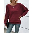 thumbnail image 3 of Cogild Ribbed Knit Pullover Striped Sweaters for Womens Lightweight Shirts for Ladies Long Sleeves Crewneck Design Cozy Oversized Tops, 3 of 7