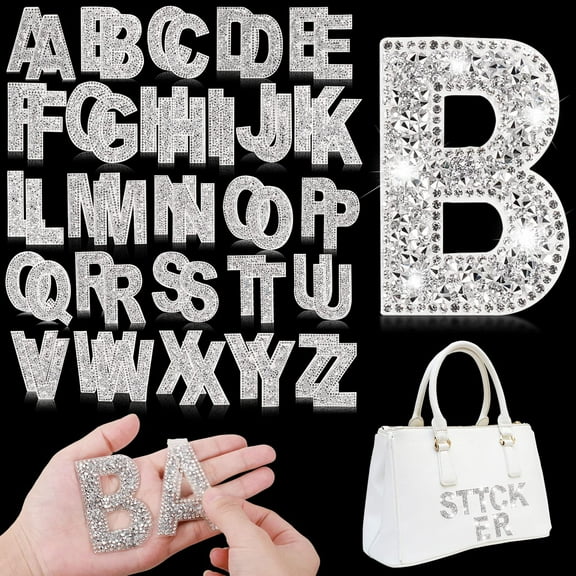 Alphabet Letters Bling Iron-on Patches Clear Rhinestone Crystals Transfer,Clothing Patches for Jean Repair/DIY Decoration 52 Patches