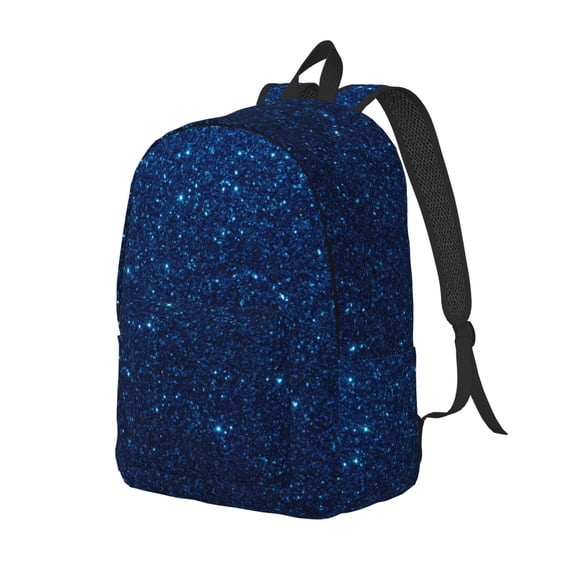 Ratiio Sparkling Blue Glitter Print Canvas Backpack for Women & Men Retro Aesthetic Rucksack Basic Backpack for High School/College Students Travel Laptop Bag