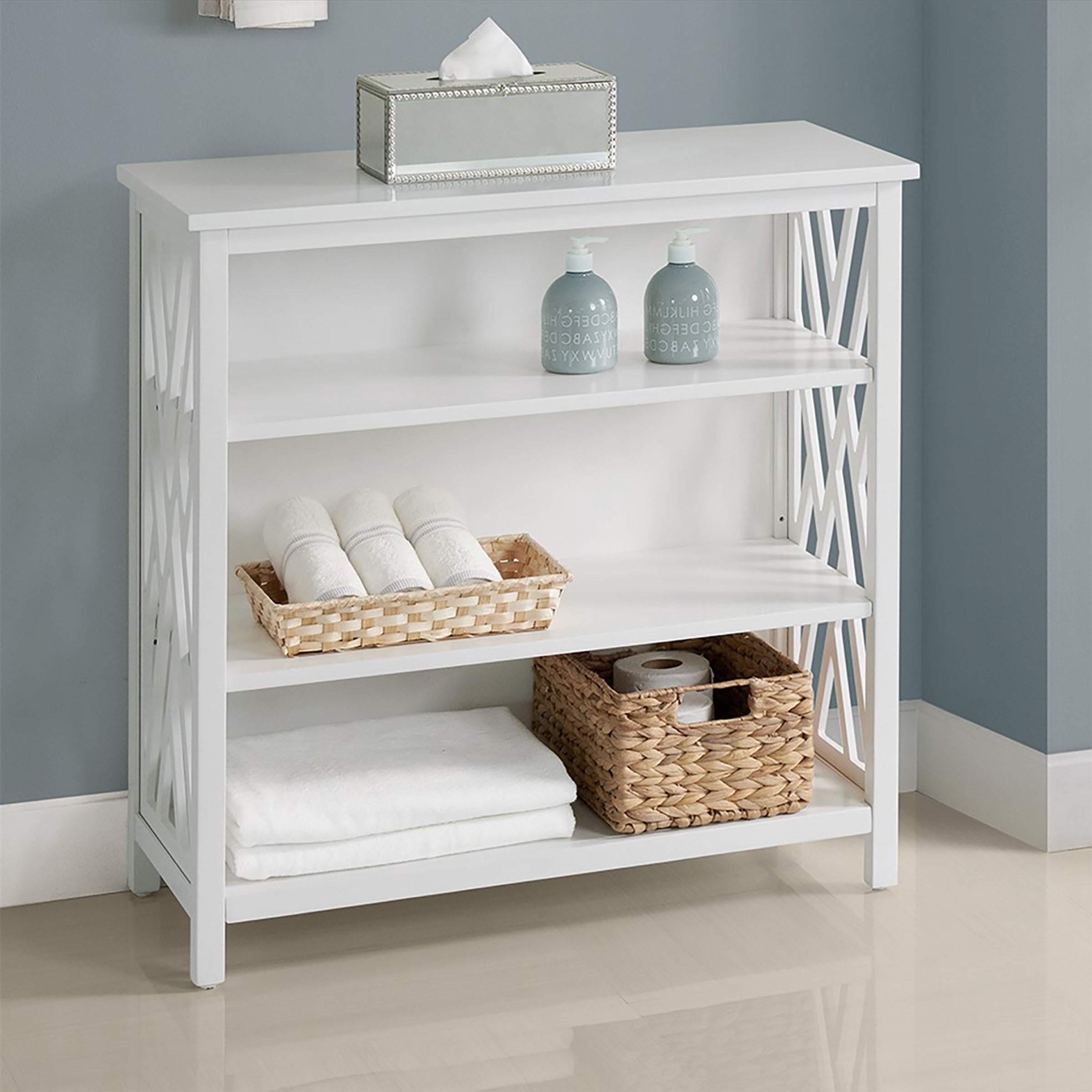 Alaterre Furniture 32x32 Adjustable Shelf Organizer and 27x48 Over The Toilet Storage Rack (White)