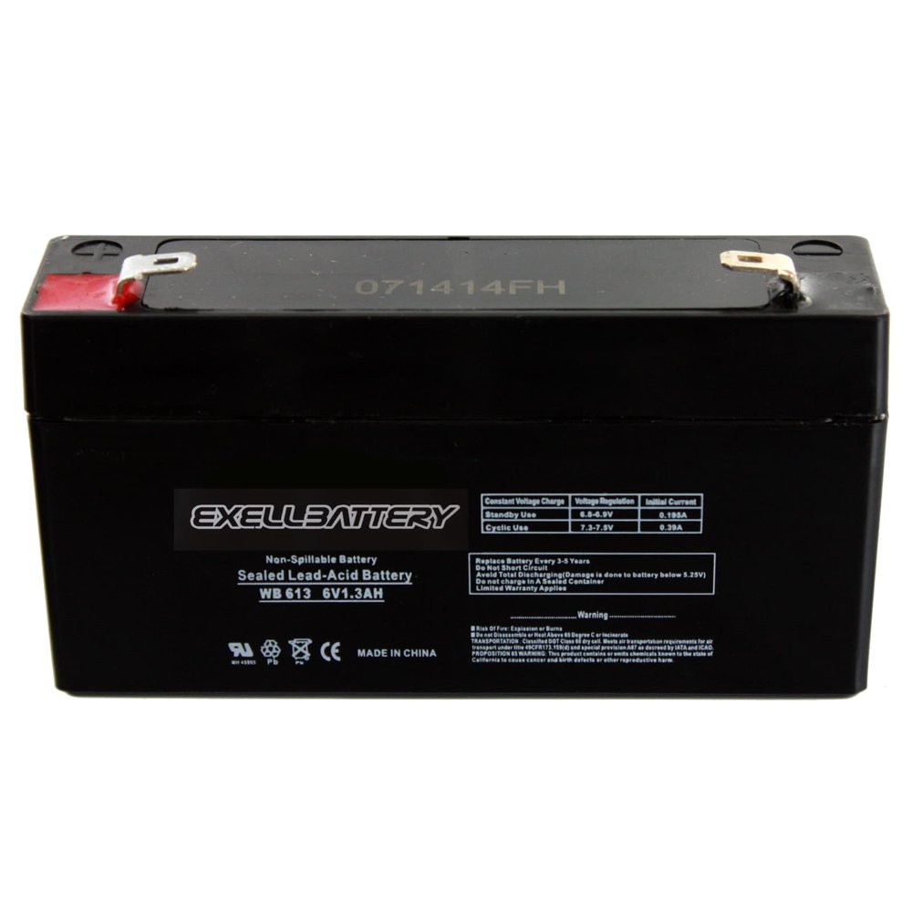 Exell 6V 1.3Ah SLA Battery Rechargeable AGM replaces UB613, D5731
