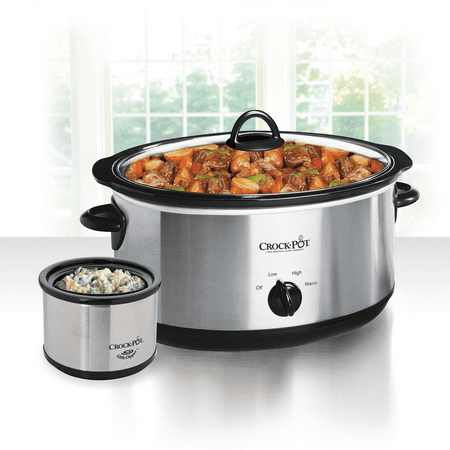 Crock-Pot® 8-Quart Manual Slow Cooker, Stainless Steel with Little Dipper® Food Warmer