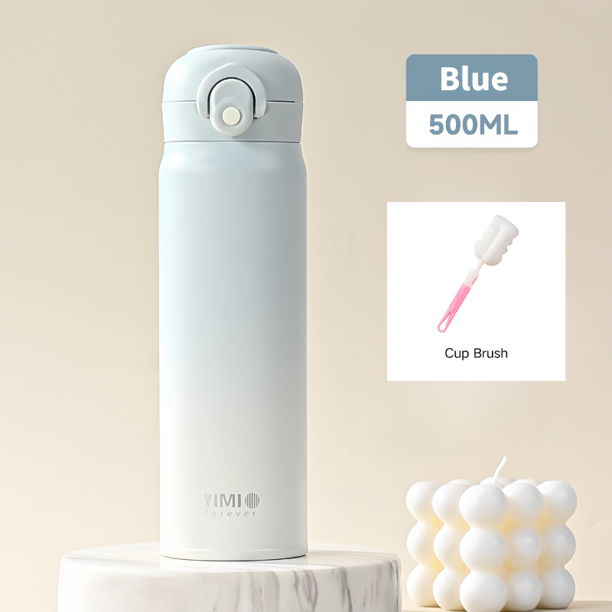 Termo de acero inoxidable 316, botella de agua de 500ML, termo de vacío con anillo de mano oculto, taza térmica aislada para beber directamente
