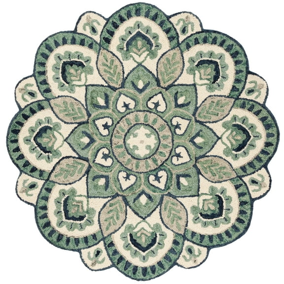 SAFAVIEH Novelty Mordikai Floral Area Rug, Ivory/Blue, 6' x 6' Round