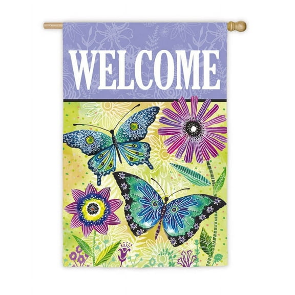 Floral Flight House Satin Flag