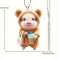 thumbnail image 3 of 1PC Cute Car Mirror Hanging Accessories, DELESYS Funny Piggy Car Hanging Ornament, Acrylic Car Rear View Mirror Charms, Car Decoration Lucky Gifts Automotive Interior Ornament Pendant, 8x6x0.37cm, 3 of 8