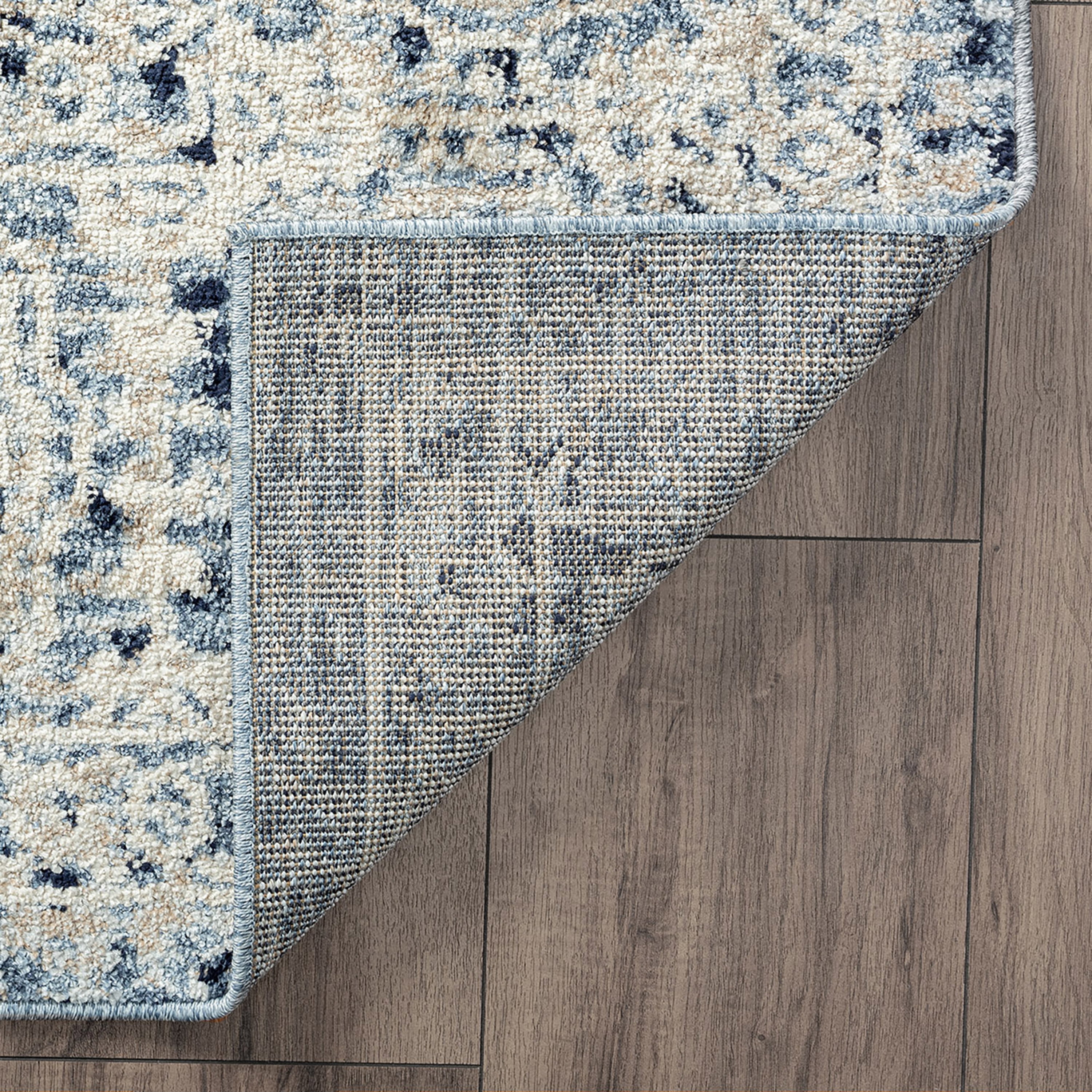Traditional 8x10 Area Rug (7'11'' x 10'3'') Oriental Blue, Blue Living Room Easy to Clean
