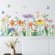 thumbnail image 1 of Calcomanía de pared con flores de jardín, mariposas y hierba silvestre, adorno moderno, floral para decoración de habitación infantil., 1 of 8