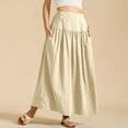 thumbnail image 4 of RUTAYY Women Pleated Flowy Long Skirts High Waist Maxi Skirt With Pocket Solid Color Flowy Swing Pleated Beach Skirts, 4 of 8