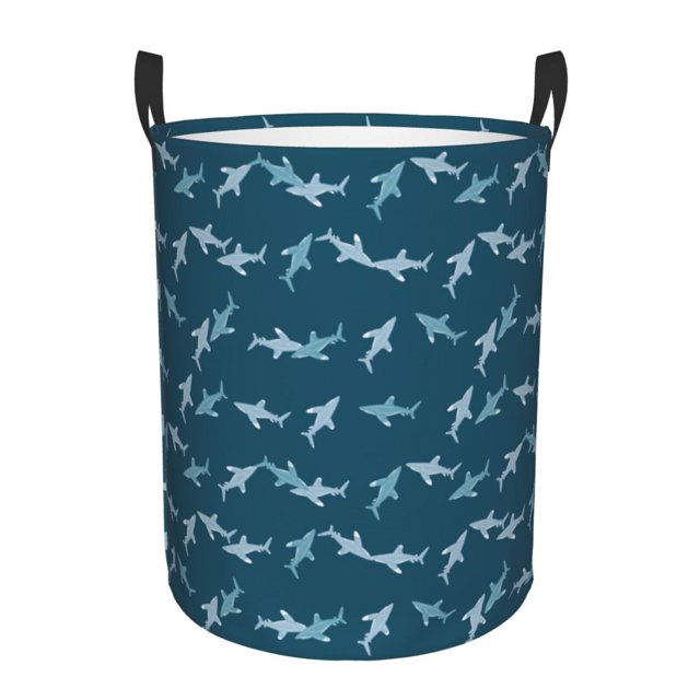 Fotbe Cute Shark Cesto de Ropa con Asas, Cesto Impermeable de Gran Capacidad, Bolsa de Lavado para Dormitorio, Cesto de Ropa con Ruedas y Asas-Medium
