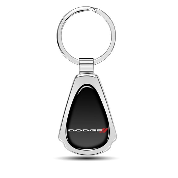 Dodge Black Dome Chrome Metal Teardrop Key Chain