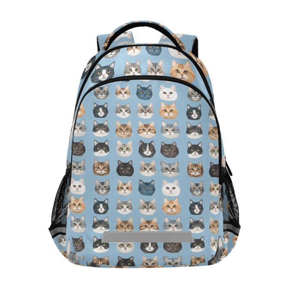 FORMRS Kids School Backpack Elementary Student Unisex Travel Bookbag with Reflective Stripes, Vibrant Cute Cat