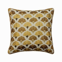 Decorative Pillow Cover, Decorative Beige 18"x18" (45x45 cm) Throw Pillows For Couch, Cotton Embroidery Cushion Cover, Floral Pattern Art Deco Style - Autumn Flourish