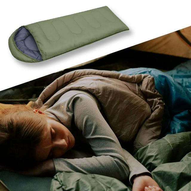 Sac de Couchage Enveloppe Portable Thermique avec Sac de Compression pour l'Eau pour la Randonnée, le Camping par Temps Froid, la Randonnée Sac à Dos Adulte - Vert, 0,95 kg