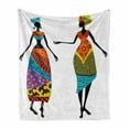 thumbnail image 1 of African Soft Flannel Fleece Throw Blanket, Ladies in Traditional Costume Silhouettes Ethnicity Vintage Display, Cozy Plush for Indoor and Outdoor Use, 50" x 60", Multicolor, by Ambesonne, 1 of 6