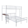 thumbnail image 4 of Twin Over Full Loft Bed with Desk, Metal Bunk Bed with Ladder and Guardrails, Loft Bed Frame for Kids/Teens Bedroom, No Box Spring Needed Black, Twin Over Full Loft 78"L x 41"W x65"H White, 4 of 7