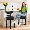 thumbnail image 2 of FDW Swivel Counter Height Bar Stool – 24.5″ Counter Height, 360° Swivel, Metal & Wood Frame, Upholstered Seat with Metal Footrest Black, 2 of 7