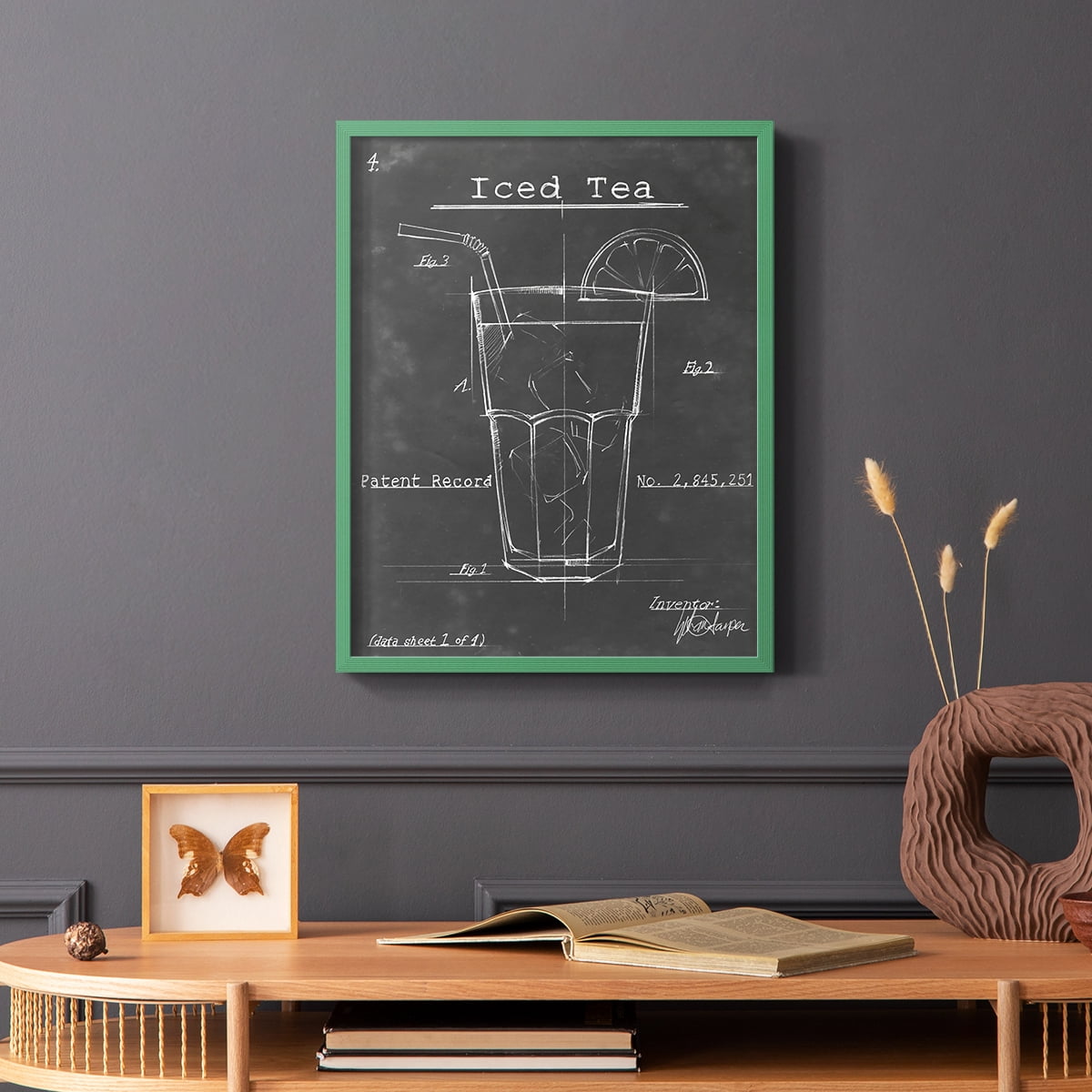 Morning Routine III Framed Print in Green Solid Wood Framed Print No Nail Hanging