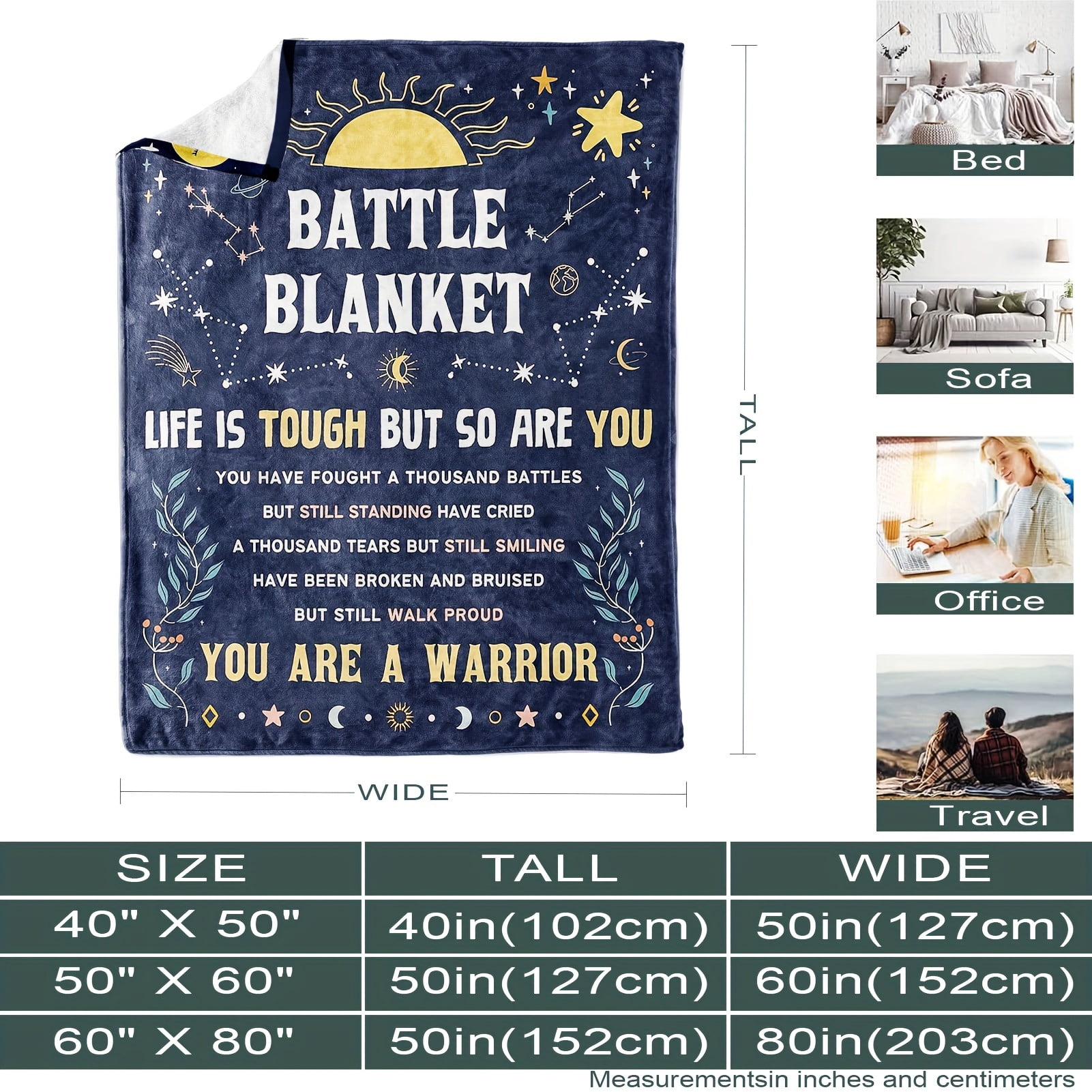 1 Pc Gifts For Women Get Well Soon Gifts Blanket For Her Him Cancer Fighter Inspirational Quote Chemo Patient Gift Caring Message Blanket Soft Throw Blanket
