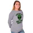 thumbnail image 4 of Funny Nerdy Aliens UFOs Believers Plus Size Long Sleeve Graphic Tee Shirt Brisco Brands 2X, 4 of 5