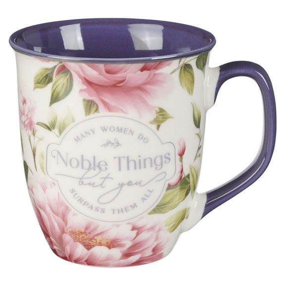 Mug Pink Floral Noble Things Prov. 31:29, (Hardcover)