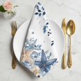 thumbnail image 2 of Blue Coastal Starfish Cloth Napkins, Beach Nautical Shell Eucalyptus Summer Washable and Reusable Dinner Napkins Set of 6, Table Napkin for Kitchen Party Birthday Wedding Hotel Housewarming 20"x20", 2 of 9