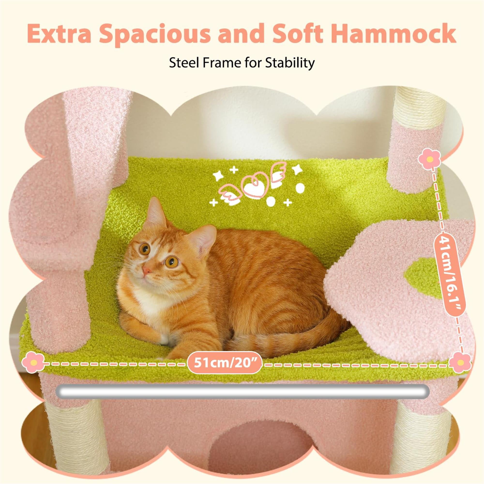 Pefilos 72" Cat Tree Tower for Large Cats, Indoor Cat Condo with Sisal-Covered Scratching Posts and Pads, 2 Padded Perch, Pink Pefilos 72" Cat Tree Tower for Large Cats, Indoor Cat Condo with Sisal-Covered Scratching Posts and Pads, 2 Padded Perch, Pink