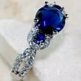 thumbnail image 3 of EOEMY 925 Sterling Silver Blue Crystal Rings Womens Wedding Ring Jewelry Sz 6-10-7, 3 of 4