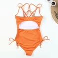 thumbnail image 4 of Aayomet Plus Size Swimsuit for Women Side High Cut Bathing Suit Ribbed Swimwear (Orange, XXL), 4 of 4