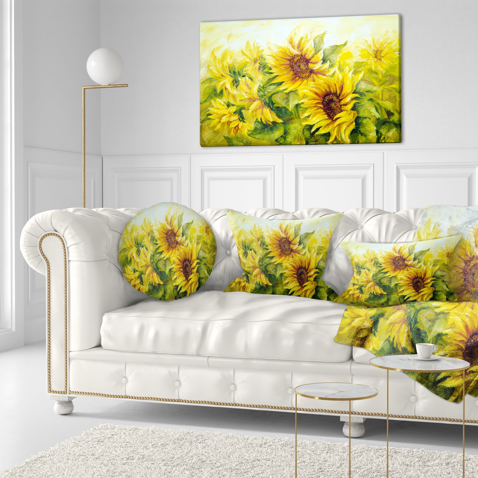 Designart 'Bright Yellow Sunny Sunflowers ' Floral Painting Canvas