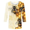 thumbnail image 4 of CYMMPU Loose Fit Round Neck Bee Pattern Blouses for Women Dressy Casual T-Shirts Fall Trendy Shirts Spring Tops 3/4 Sleeve Lightweight Basic Tees Multicolor L, 4 of 5