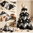 thumbnail image 5 of DIY Halloween Quilted Fabric Tree Kit, Complete Sewing Craft Supplies with Illustrated Guide, Cozy Spooky Farmhouse Halloween Craft Set Black Cat & Pumpkin, 5 of 6