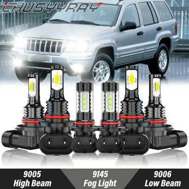 6pc LED Headlight + Fog Light Kit – Jeep Grand Cherokee 2005-2010, 6000K White, IP68, 2 Year Warranty