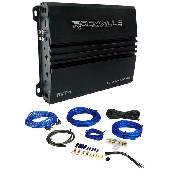 Rockville RVT-1 1000w Peak/250w RMS 2 Channel Car Amplifier Amp Wire Kit