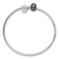 thumbnail image 2 of Sterling Silver Rhodium-plated 9-10mm Black and White Freshwater Cultured Pearl Flexible Cuff Bangle, 2 of 4