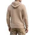 thumbnail image 6 of Yutgune Men's Cable Knit Pullover Hoodie, Textured Long Sleeve Hooded Sweater with Drawstring and Kangaroo Pocket, 6 of 7