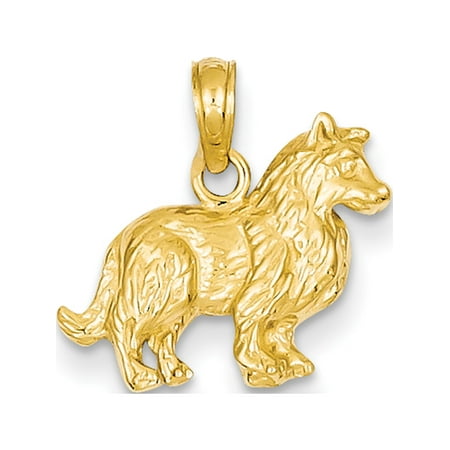 - Leslies Fine Jewelry Designer 14k Yellow Gold Collie Dog (17x15mm) Pendant Gift